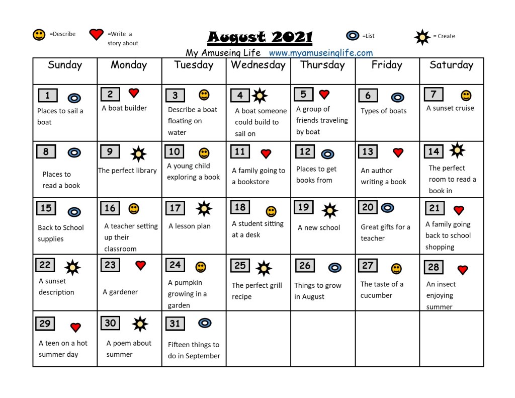 August Writing Prompts
