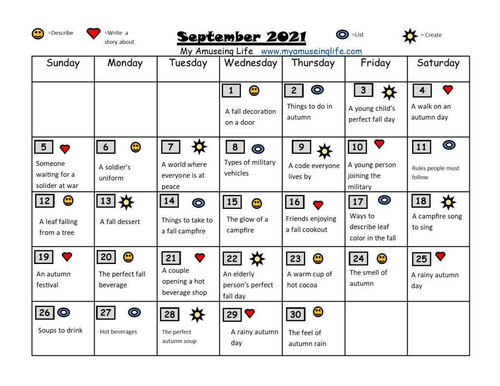 September 2021 Writing&nbsp;Prompts