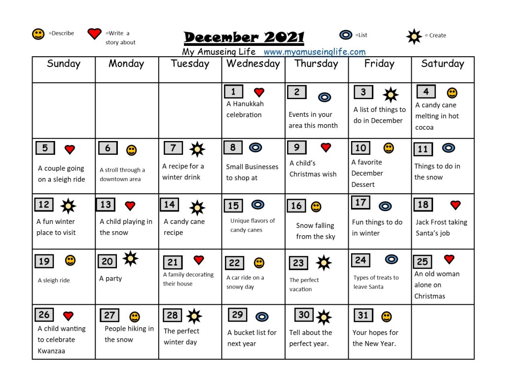 December Writing Prompts,&nbsp;2021