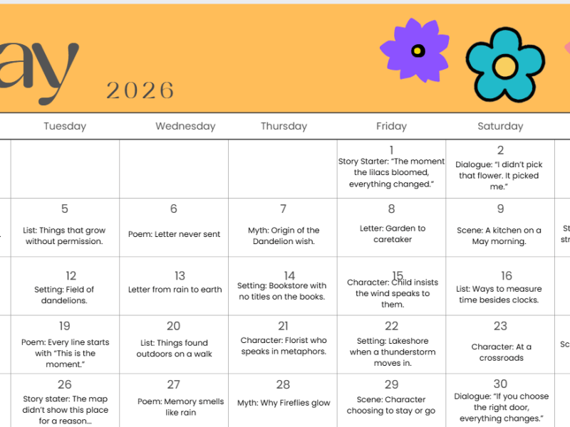 May 2026 Writing&nbsp;Prompts