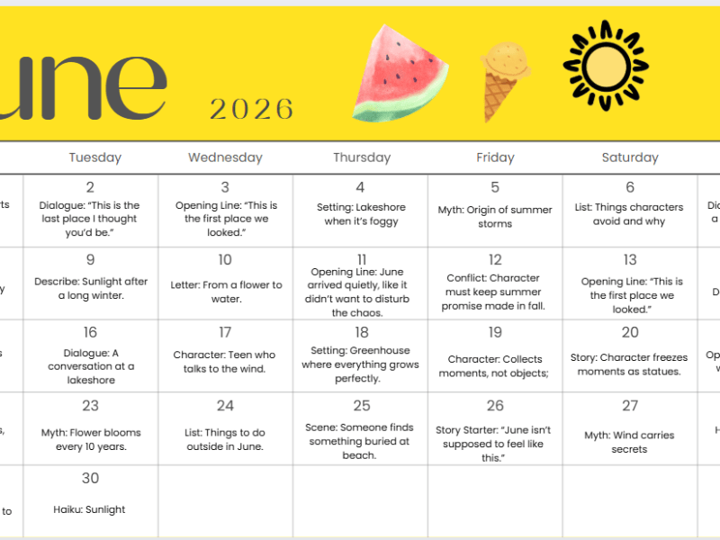 June 2026 Writing&nbsp;Prompts
