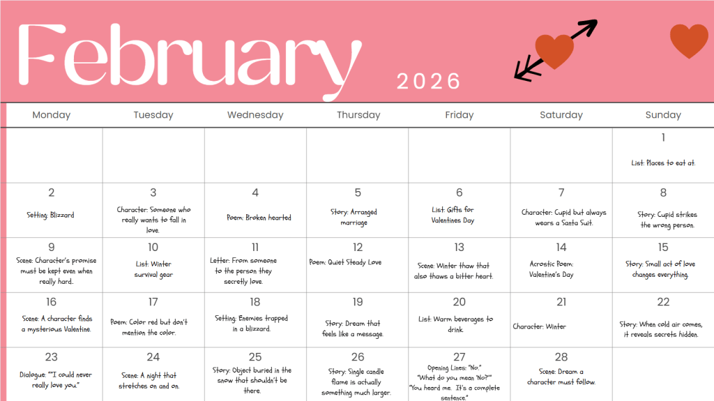 February 2026 Writing&nbsp;Prompts