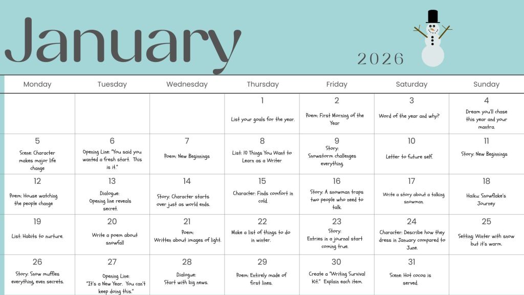 January 2026 Writing&nbsp;Prompts