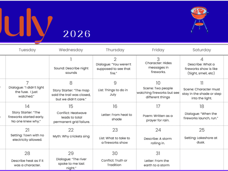 July Writing Prompts&nbsp;2026