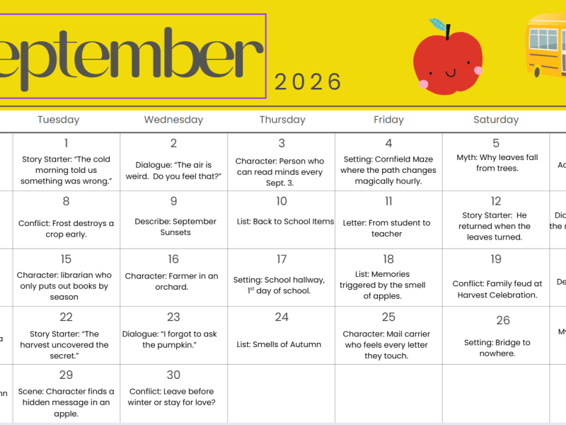 September Writing Prompts&nbsp;2026
